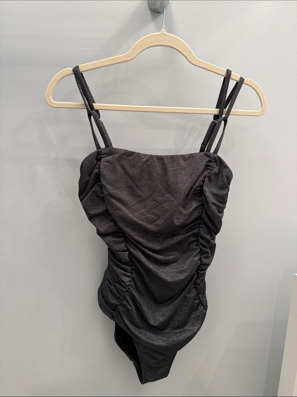 Cupshe Gunmetal Ruched Double-Strap One Piece